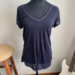 Athleta Navy V-Neck Short Sleeve Tee
